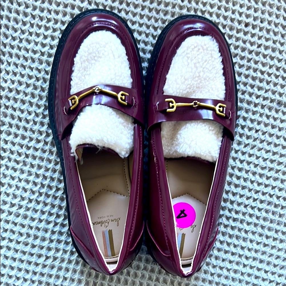 Sam Edelman Burgundy Kids Loafers with Gold Detail